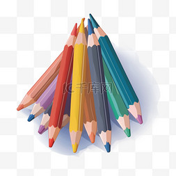 彩色铅笔免抠素材图片_手绘插画风免抠元素彩色铅笔