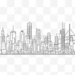 卡通手绘线条城市都市建筑