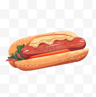 手绘插画风免抠元素热狗