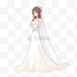 穿礼服的小姐图片_卡通手绘礼服新娘