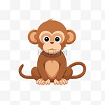 扁平卡通免抠图素材猴子