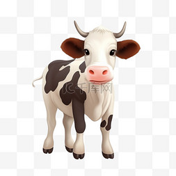 扁平卡通免抠图素材奶牛