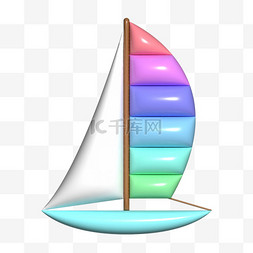 卡通小帆船图片_AI膨胀风彩色帆船