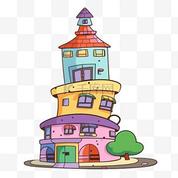 小洋楼图片_卡通手绘彩色小洋楼房子