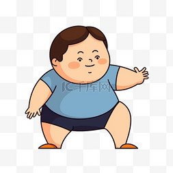 卡通手绘减肥运动小胖子