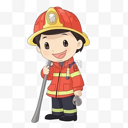 消防员ai插画图片_卡通手绘消防救援消防员