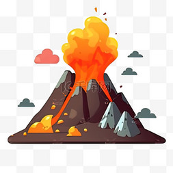火山喷发物图片_卡通手绘雪山火山