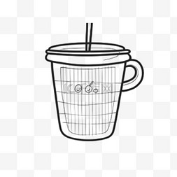 卡通手绘线描咖啡杯