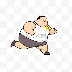 蹲着的胖子图片_卡通手绘减肥运动小胖子