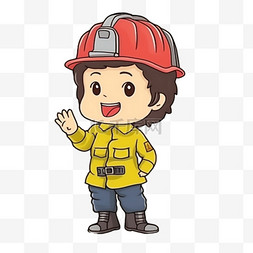 手绘消防员插画图片_卡通手绘消防救援消防员