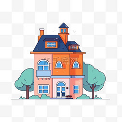 小洋楼手绘图片_卡通手绘彩色小洋楼房子