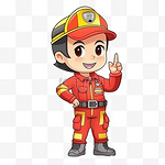 卡通手绘消防救援消防员