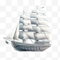 扁平卡通免抠图素材帆船
