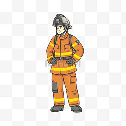 卡通手绘火警消防员