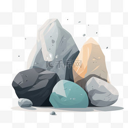 石头印记图片_卡通手绘石头石子