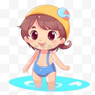 穿泳衣的男人图片素材_卡通手绘穿泳衣儿童