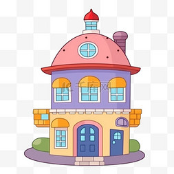 手绘插画房子图片_卡通手绘彩色小洋楼房子