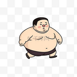 站着的胖子图片_卡通手绘减肥运动小胖子