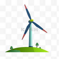 能源风车插画图片_乡村风力发电风车免扣