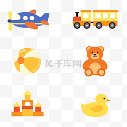 玩具图片_六一儿童节飞机火车小熊积木小黄