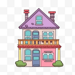 房子图片_卡通手绘彩色小洋楼房子