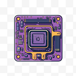 彩色芯片图片_扁平卡通紫色主板图标