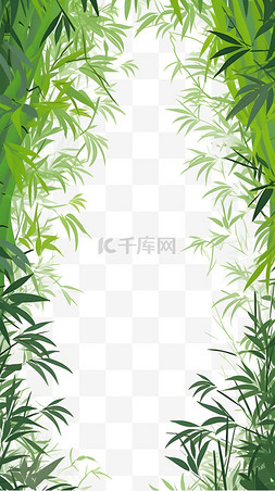 边框装饰竹叶图片_绿色竹叶竹子边框装饰