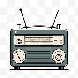 卡通老式收音机图片_扁平风格复古收音机图标