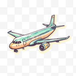 手插画飞机图片_航空卡通手绘飞机客机手账图案可