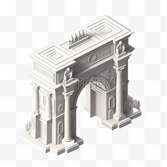 巴黎手绘凯旋门图片素材_手绘插画风免抠元素凯旋门