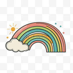 彩色云朵彩虹图片_卡通可爱扁平彩虹云朵图案