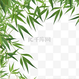 竹叶，绿色，竹子图片_扁平简约亮色竹叶边框