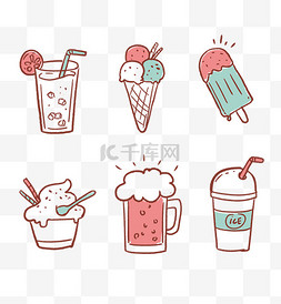 冰沙冰淇淋冰淇淋图片_手绘夏日冷饮贴纸