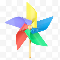 直播风车图片_3DC4D立体儿童节装饰风车