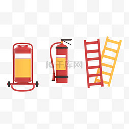 消防安全素材图片_3D卡通立体消防设备灭火器安全