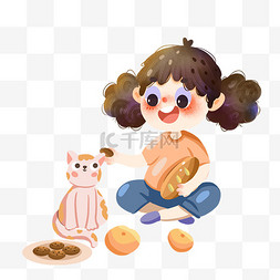 热恋中的猫咪图片_女孩喂猫咪食物