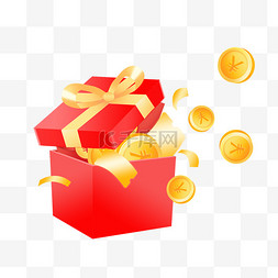 金币图片_618电商促销金币礼物盒