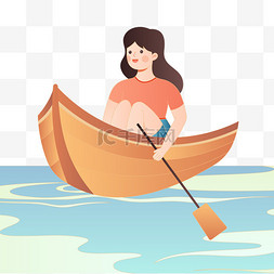 鸟划船的人图片_夏至女孩划船