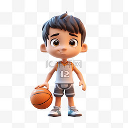 卡通动漫3D运动篮球男孩