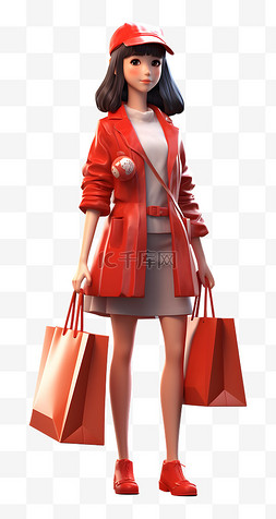 人物shopping图片_电商人物3D立体购物