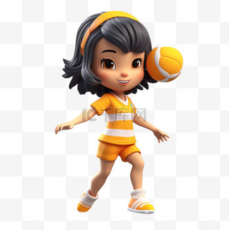 卡通动漫3d运动排球女孩