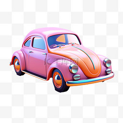 卡通粉色汽车图片_3D卡通物品粉色汽车交通工具