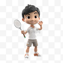卡通动漫3D运动网球男孩