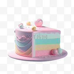 3D卡通粉色蛋糕甜点
