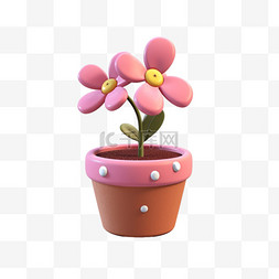 卡通动漫3D植物植被花朵盆栽