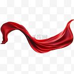红色丝绸飘带元素免扣素材
