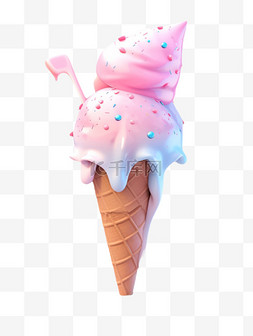 冰淇淋可爱图片_3d立体食品冰淇淋可爱模型