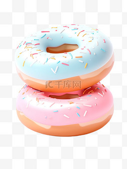 花瓣背景粉色系图片_3d素材可爱食物甜甜圈立体模型