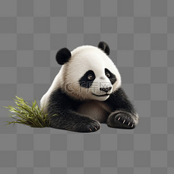 卡通熊猫3d图片_熊猫毛绒3D立体动物