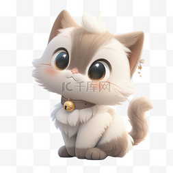 小猫小元素图片_3DC4D立体动物卡通可爱小猫